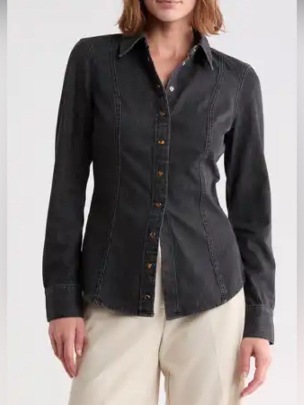 NEW Veronica Beard Eddie shirt washed onyx denim